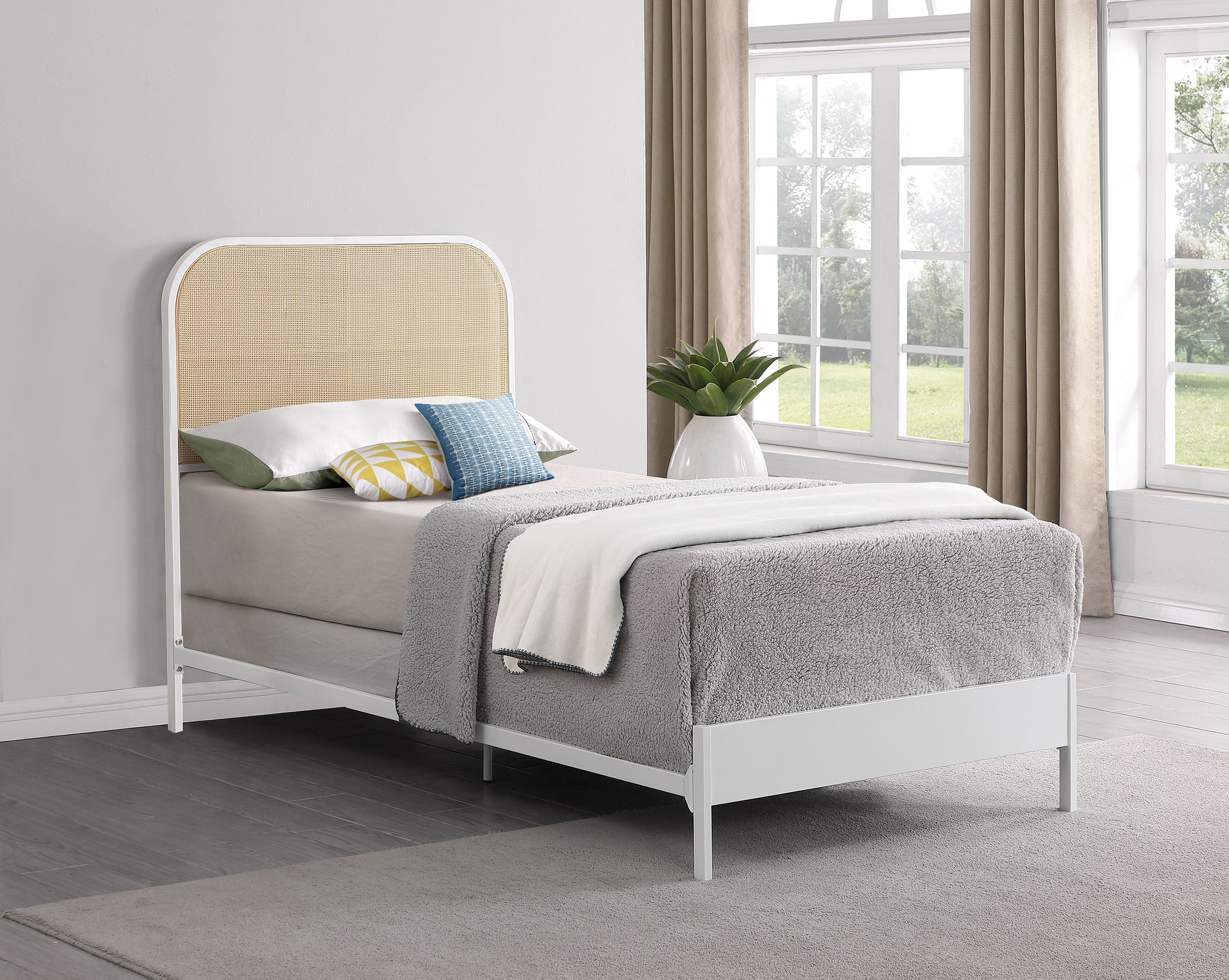 Amherst Radio Weave Rattan Metal Bed Black