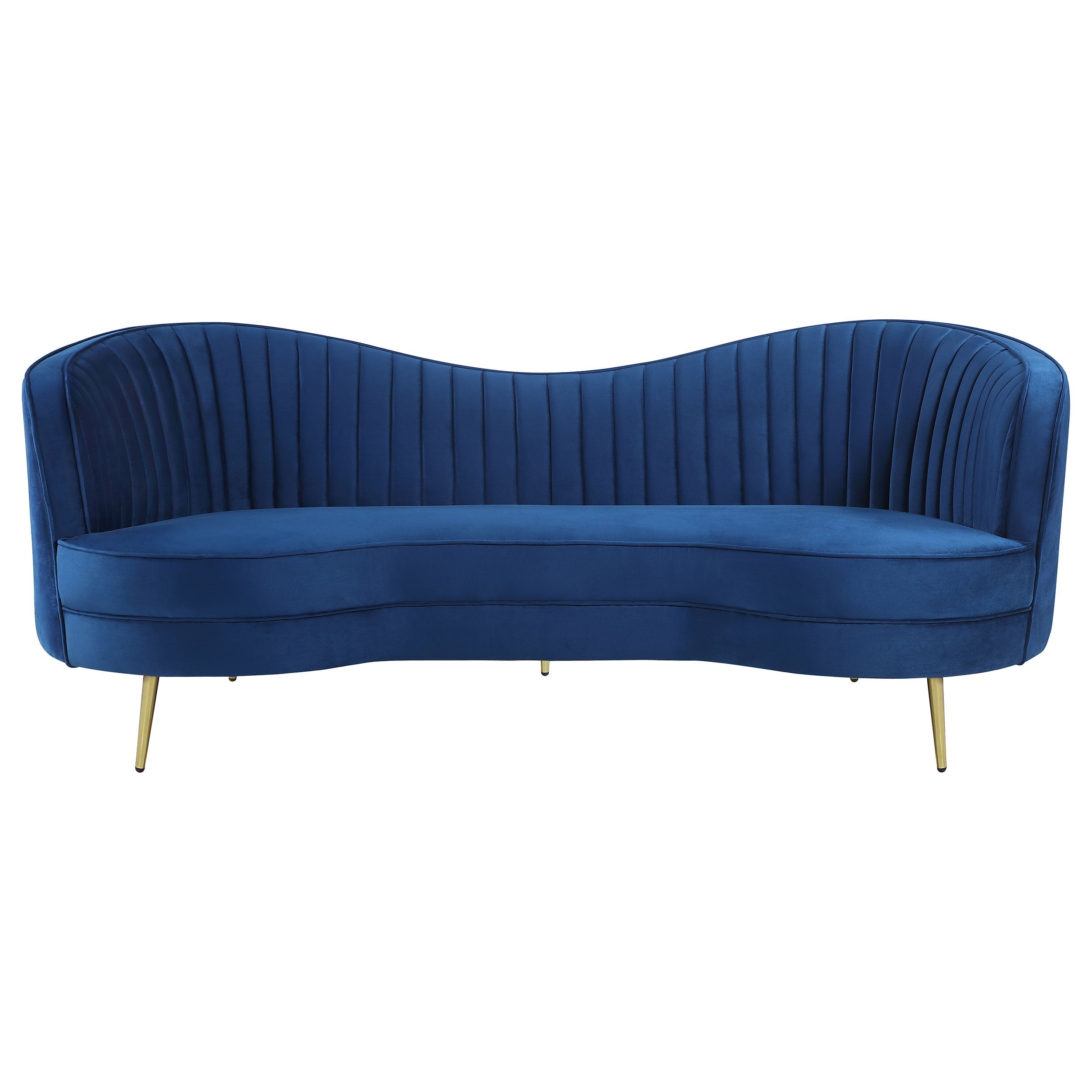 Sophia  Upholstered Channel Tufted Sofa Set Blue