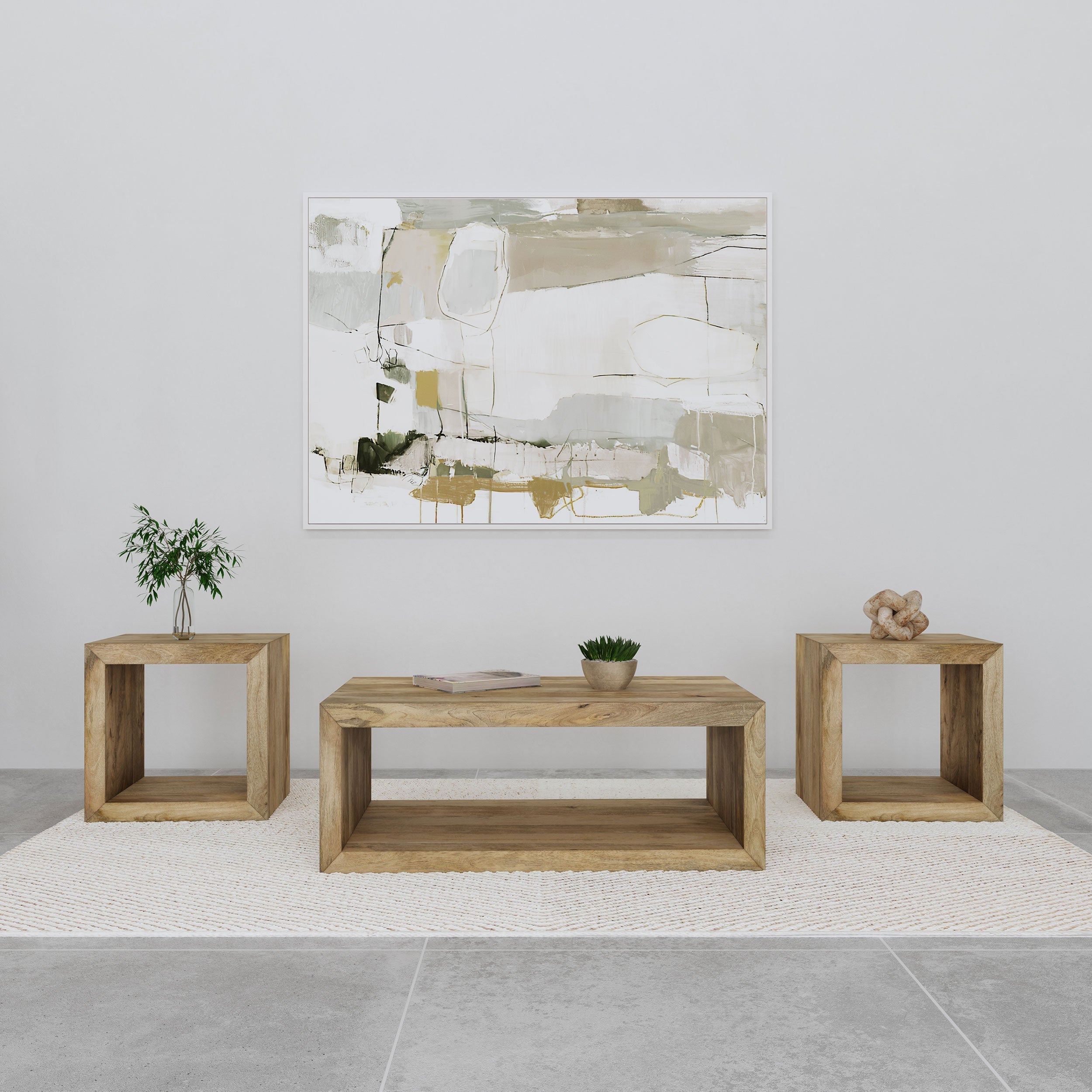 Benton Solid Mango Coffee and End Table Set Natural