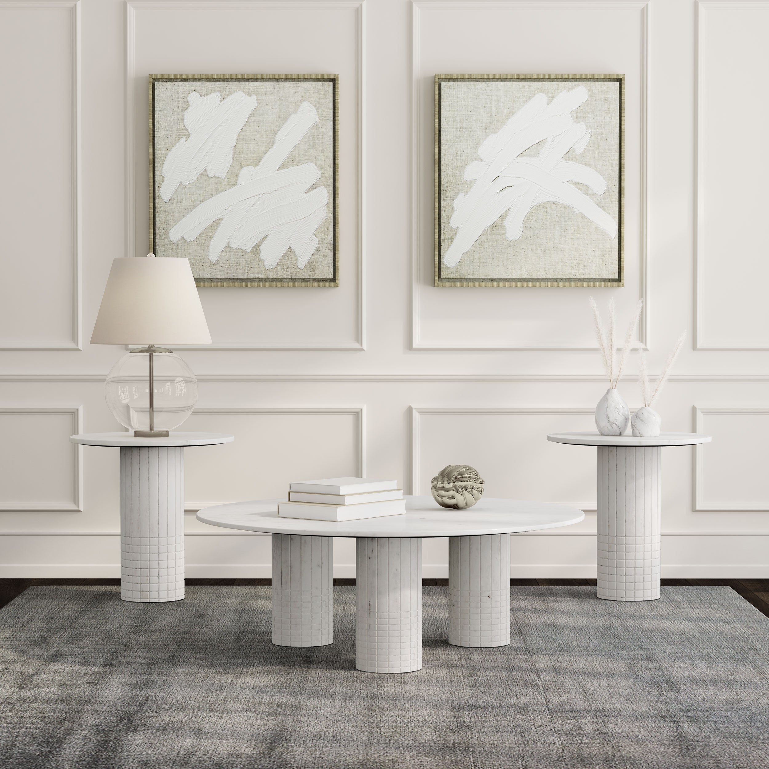 Astoria Marble Coffee and End Table Set White