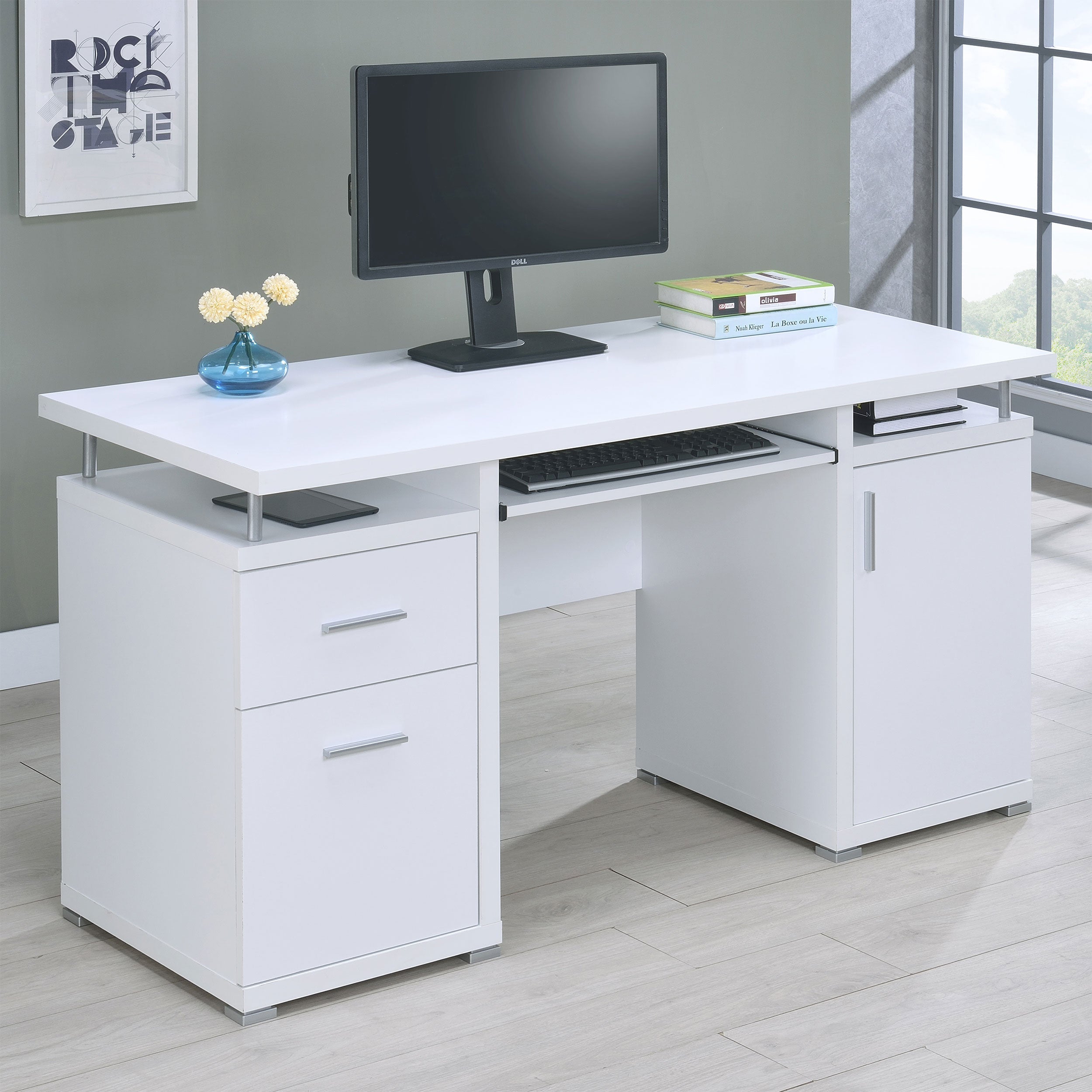 Tracy 55-inch 2-drawer Office Computer Desk Cappuccino