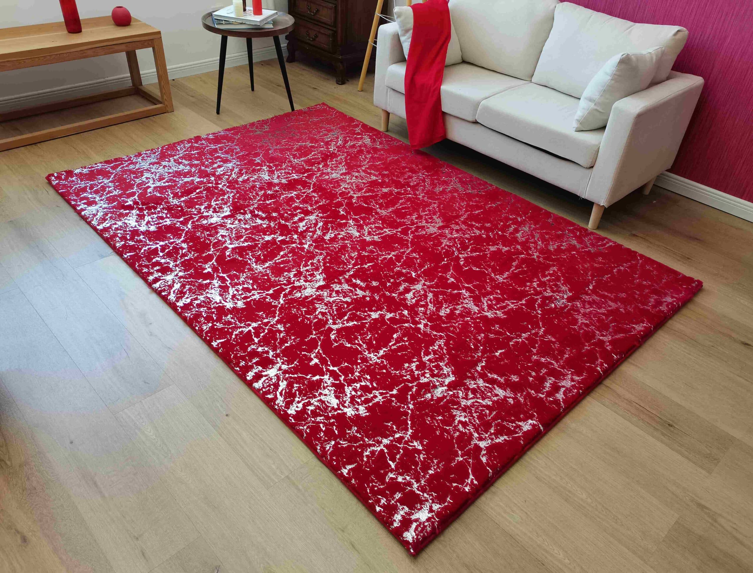 TIMMY-S SHAGGY Rug  TD3396-B2-RED+SILVER