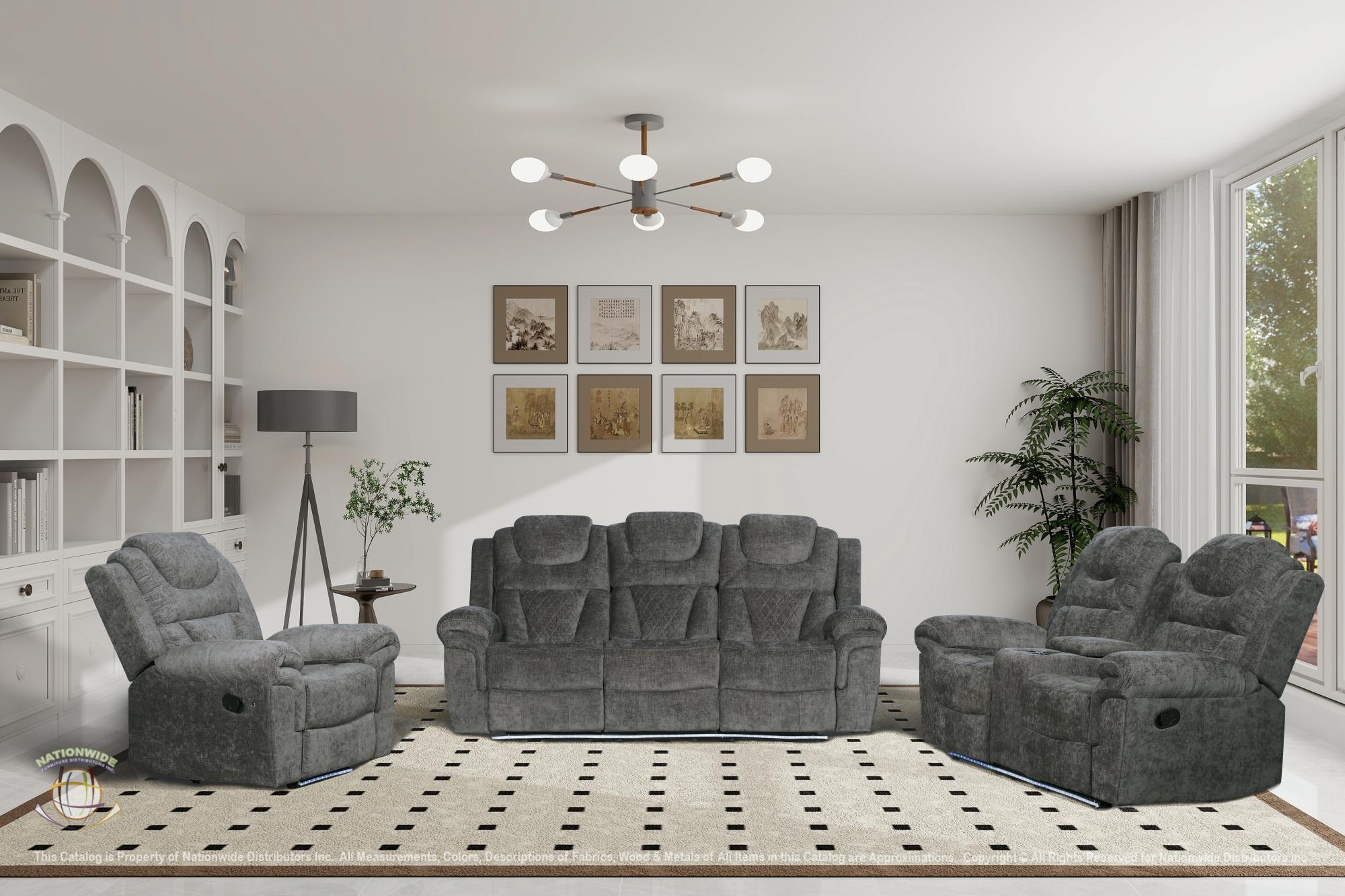 Contemporary Manual Motion Reclining sofa y Reclining Loveseat