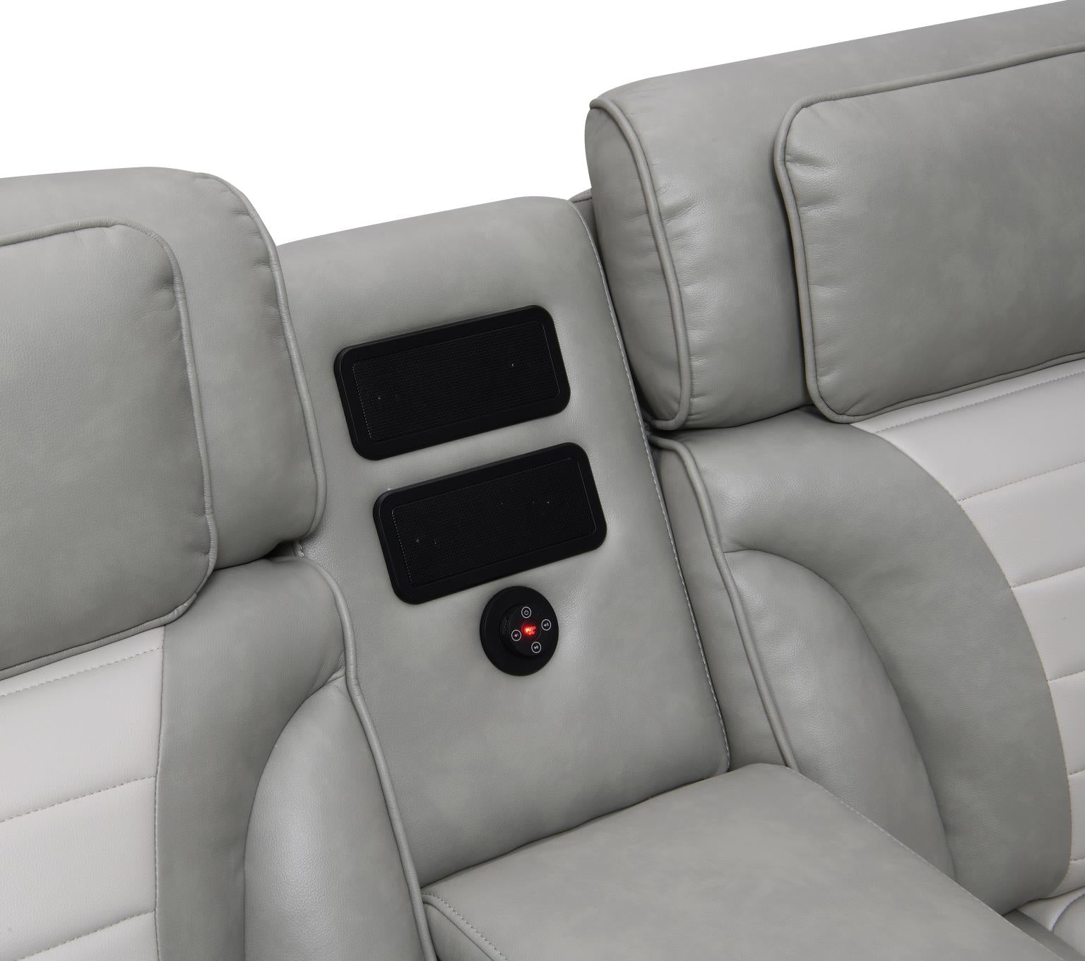 GRAY/WHITE POWER 3 PC SECTIONAL W/BLUETOOTH SPEAKER, AND WIRELESS CHARGER