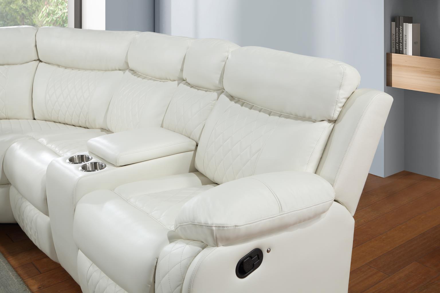 Benz White Motion 3 Pc Sectional W/Bluetooth Speaker Living Collection