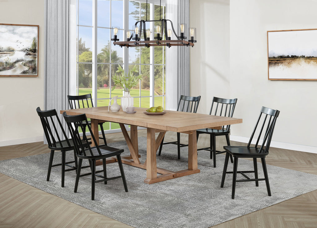 Middleton 7-piece Extension Leaf Dining Set Brown and Black