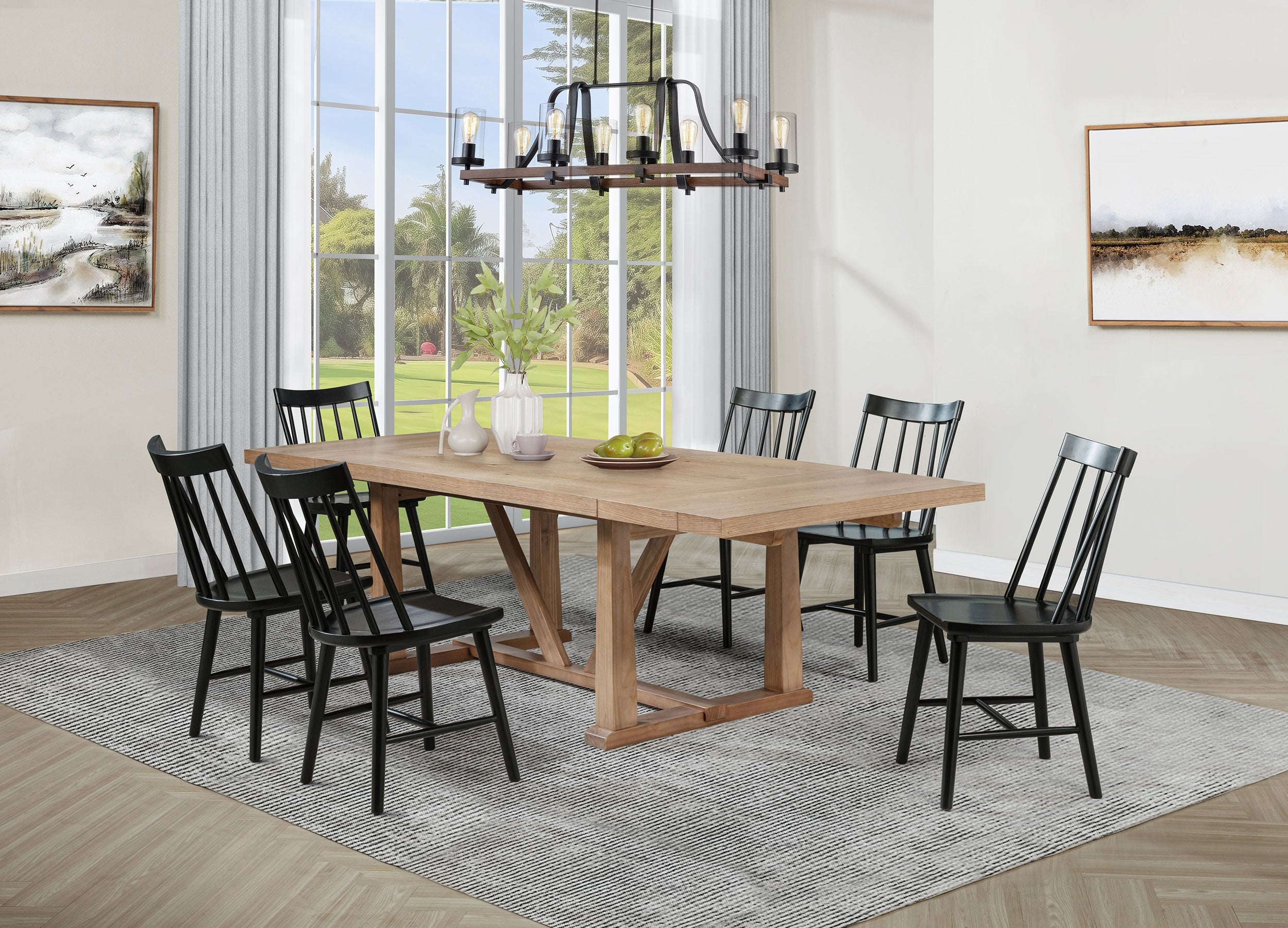 Middleton 7-piece Extension Leaf Dining Set Brown and Black