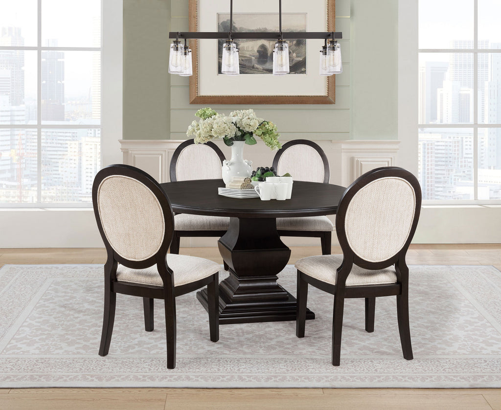 Twyla Round Wood Dining Room Table Set Dark Cocoa
