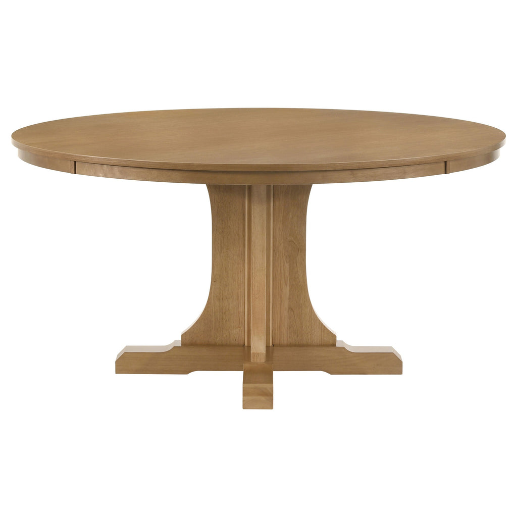 Hartville Round Dining Table Set Natural Light Brown