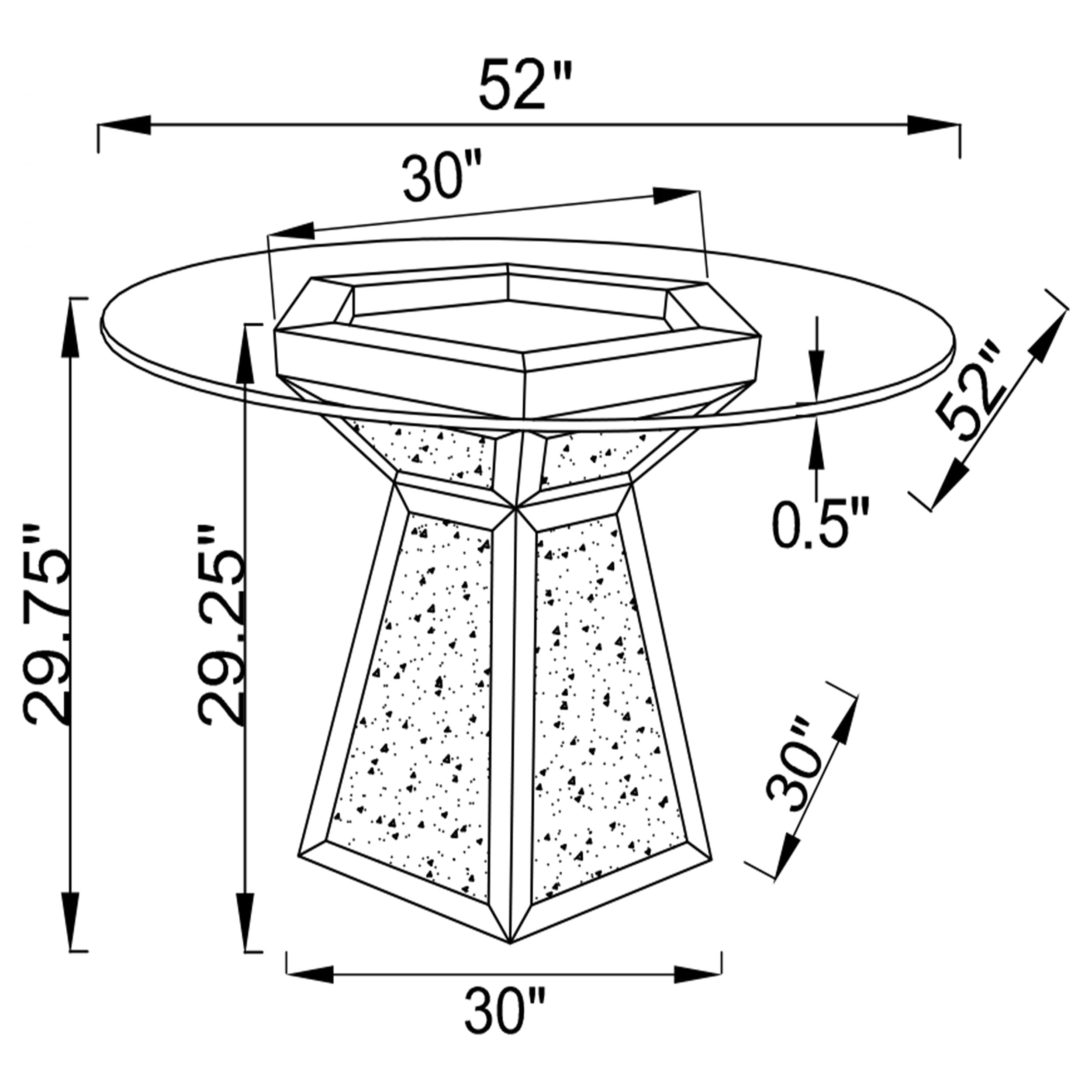 Quinn 5-piece Round Glass Top Mirrored Dining Set