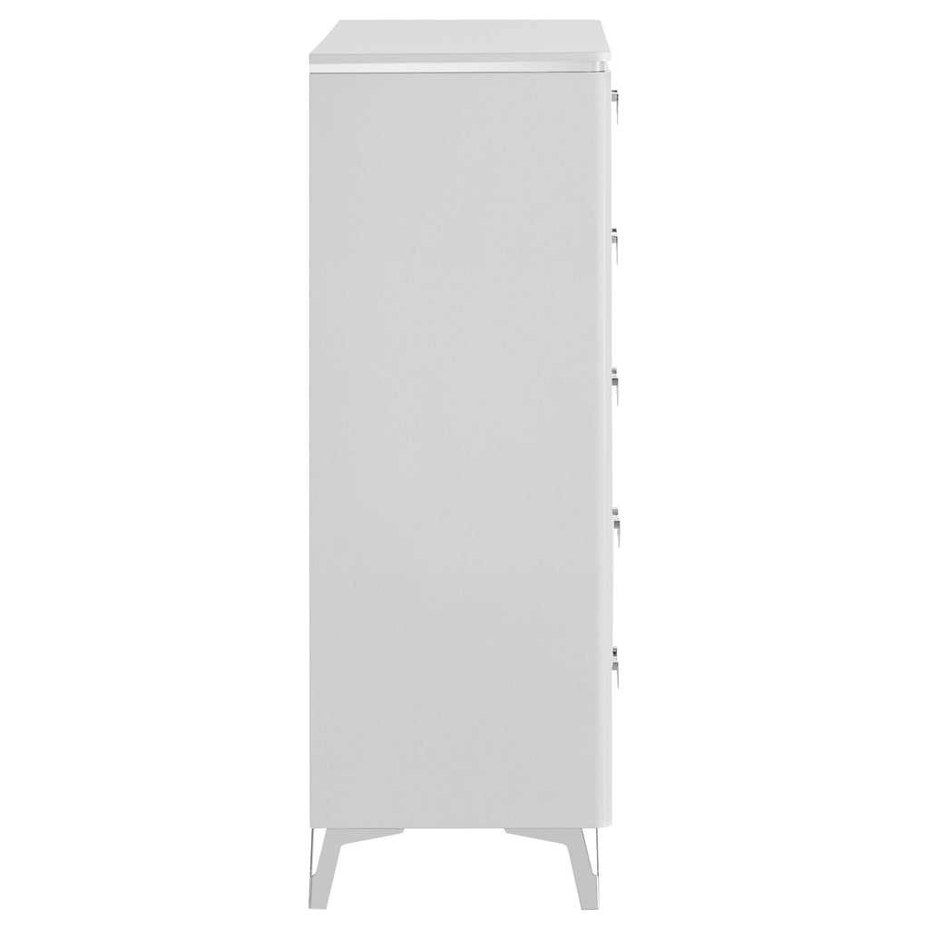 Cassia 5-drawer Bedroom Chest of Drawers White High Gloss