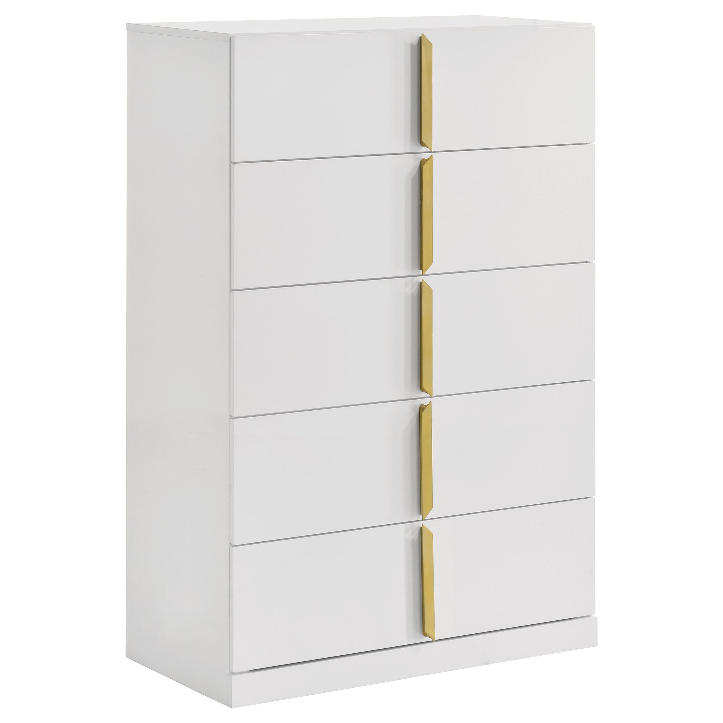 Ines 5-drawer Bedroom Chest of Drawers White High Gloss
