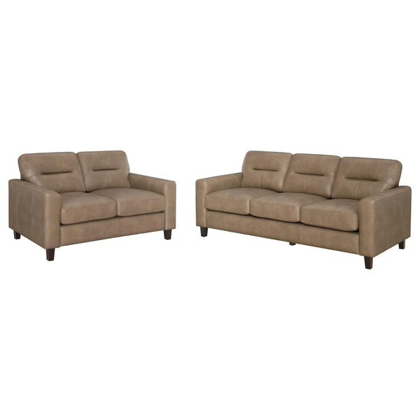 Scotland Faux Leather Upholstered Sofa Set Brown