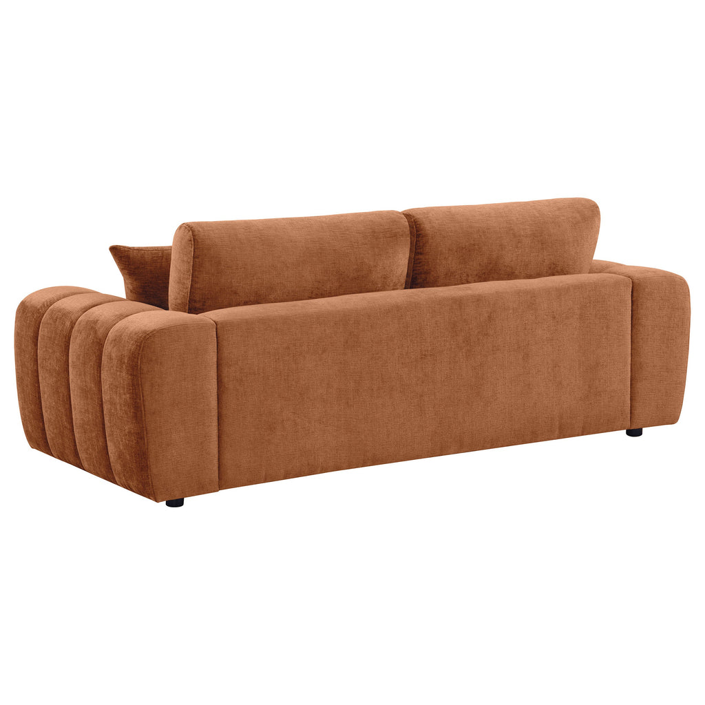 Burnett Chenille Upholstered Wide Arm Sofa Burnt Orange