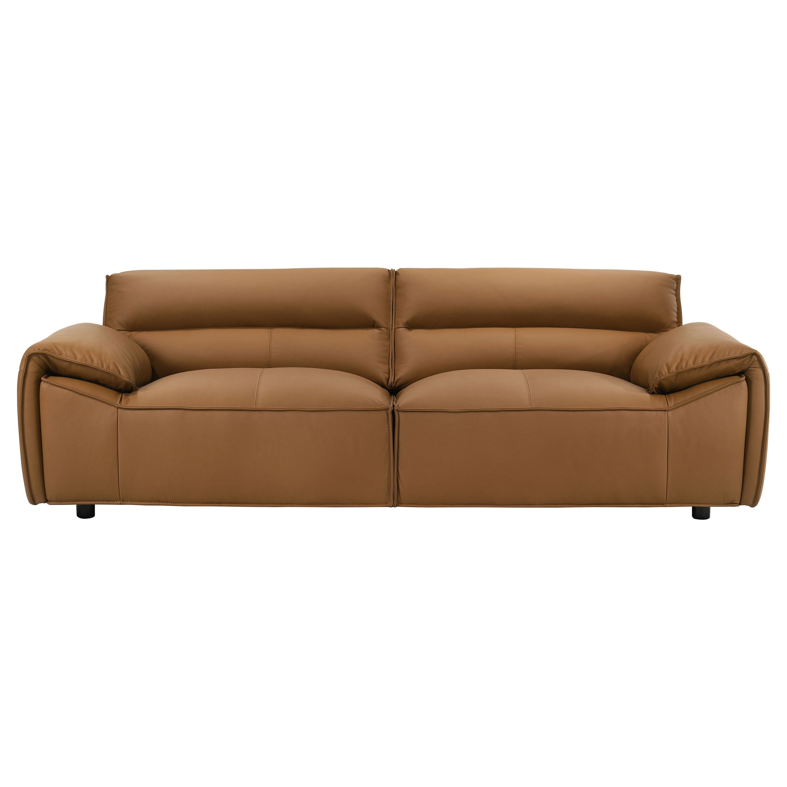 Buxton Top Grain Leather Upholstered Sofa Orange