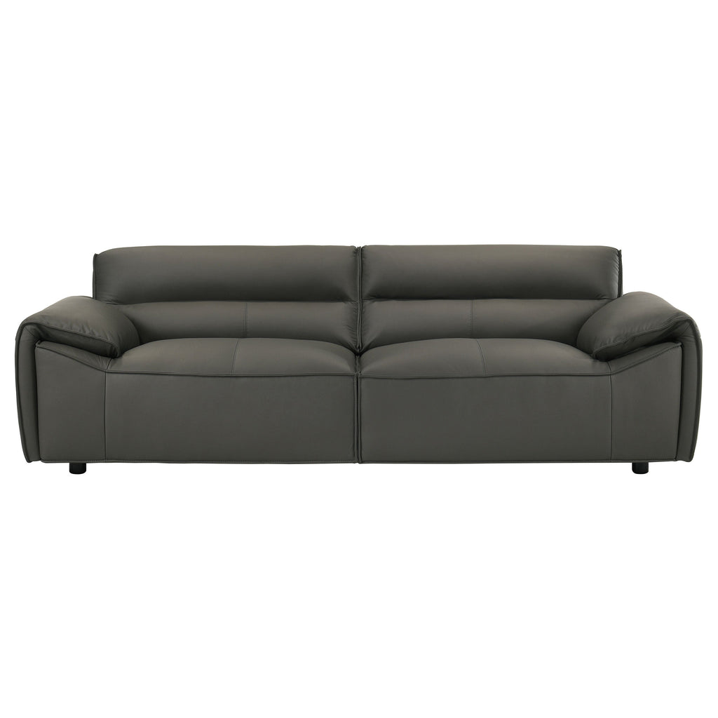 Buxton Top Grain Leather Upholstered Sofa Graphite