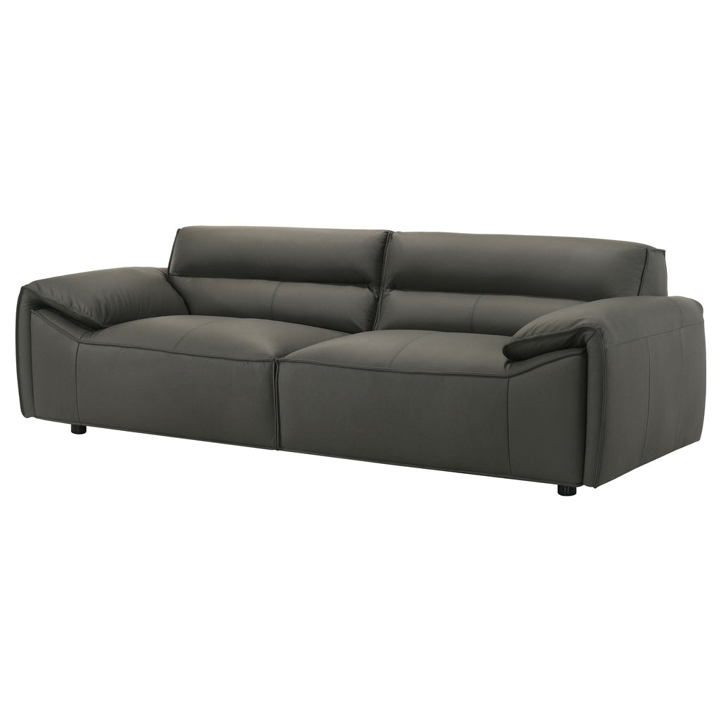 Buxton Top Grain Leather Upholstered Sofa Graphite