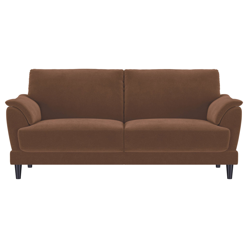 Selma Velvet Upholstered Crescent Arm Sofa Rust