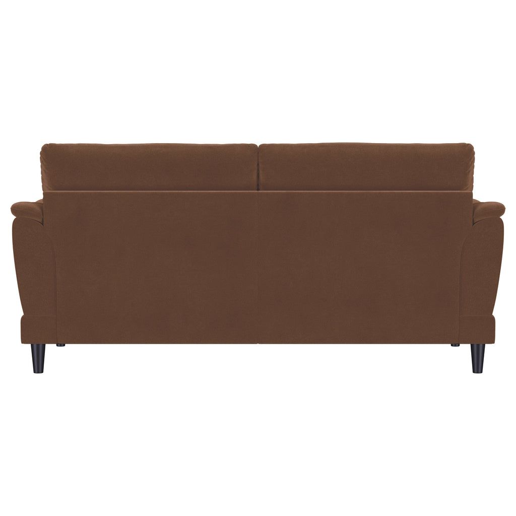 Selma Velvet Upholstered Crescent Arm Sofa Rust