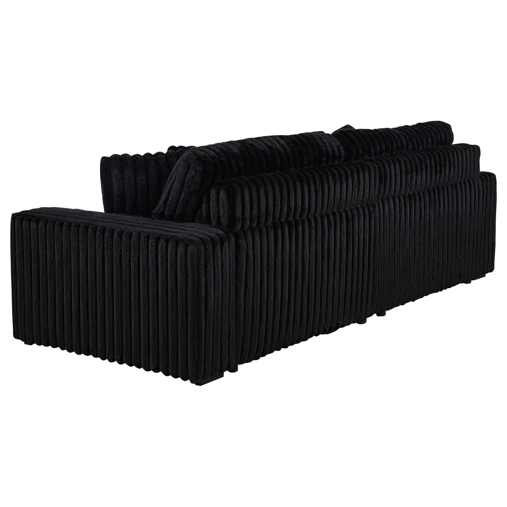Jacana Corduroy Upholstered Dual Power Chaise Sofa Black