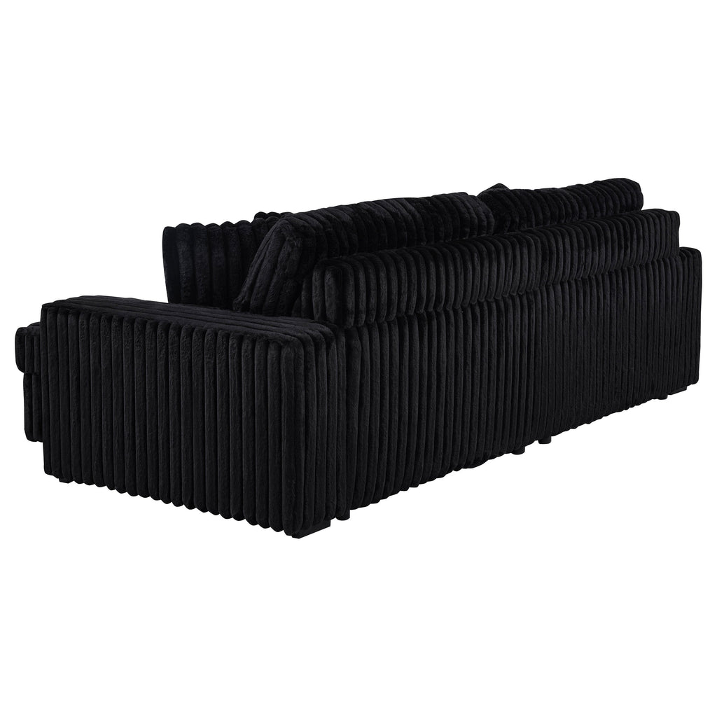 Jacana Corduroy Upholstered Dual Power Chaise Sofa Black