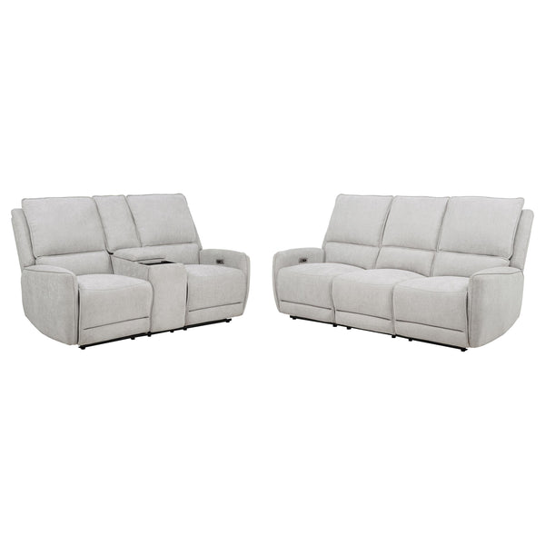 Sylmar Chenille Power Reclining Sofa Set Dove Grey