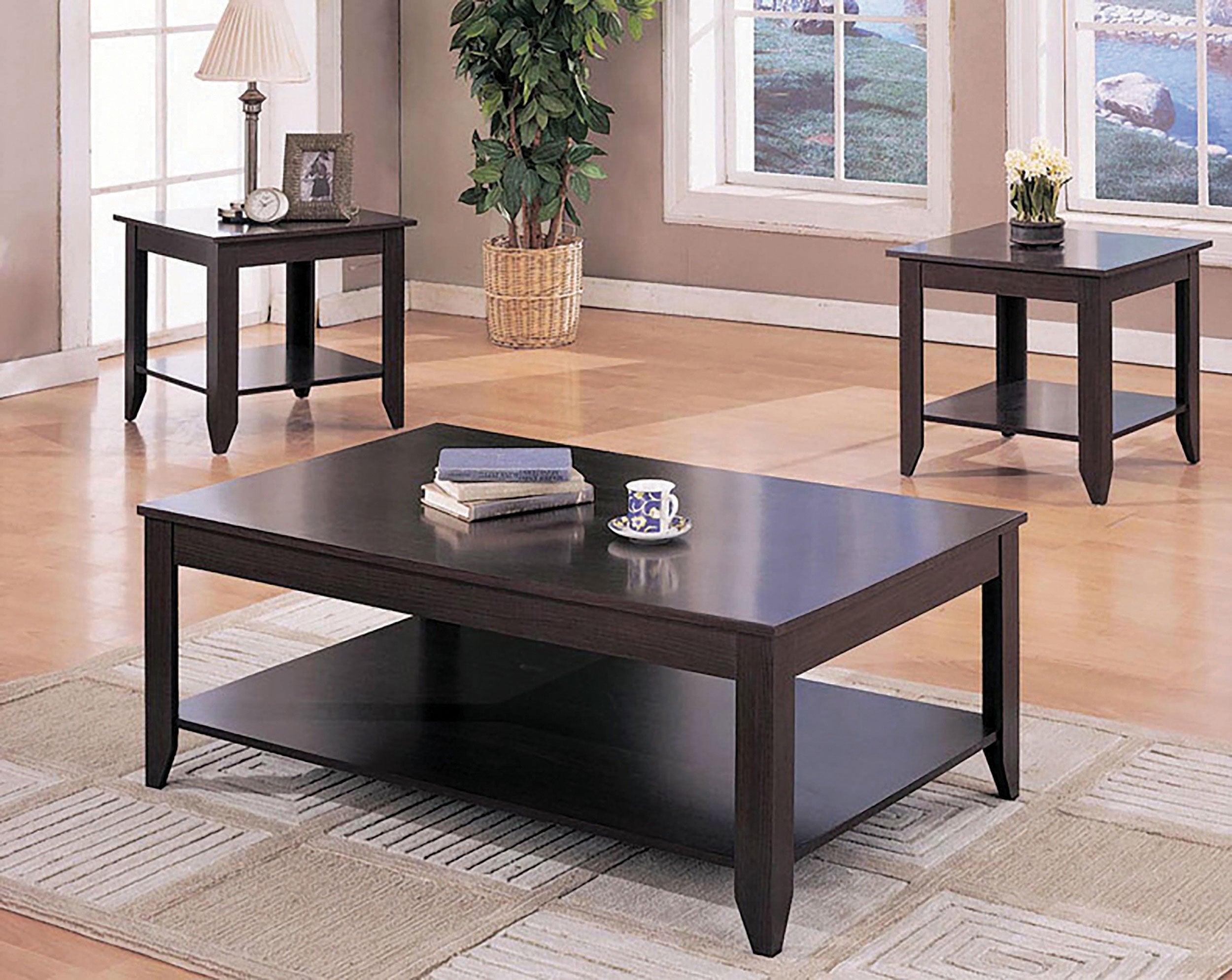 Brooks  Rectangular Coffee Table Set Cappuccino