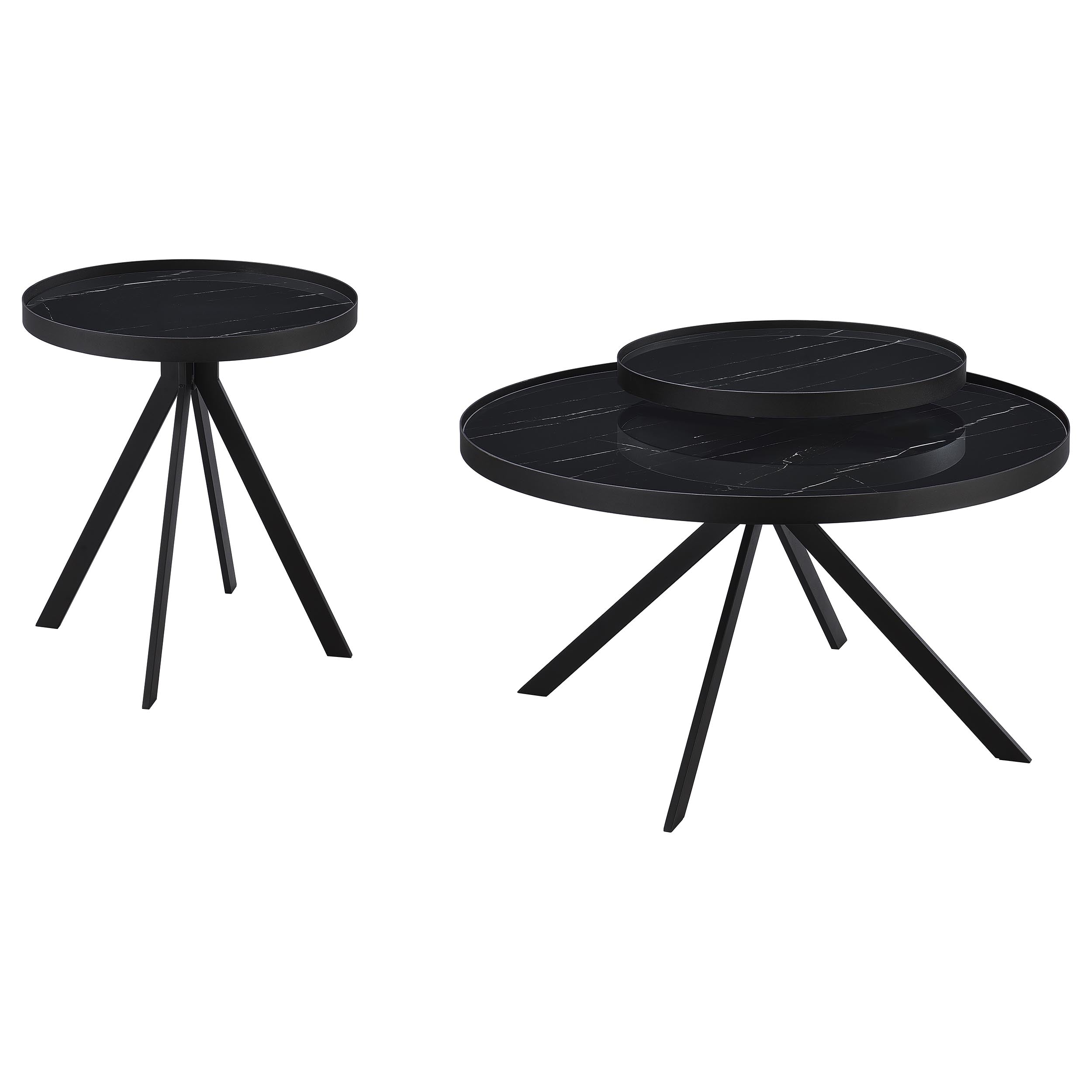 Briggs  Round Coffee and End Table Set Black