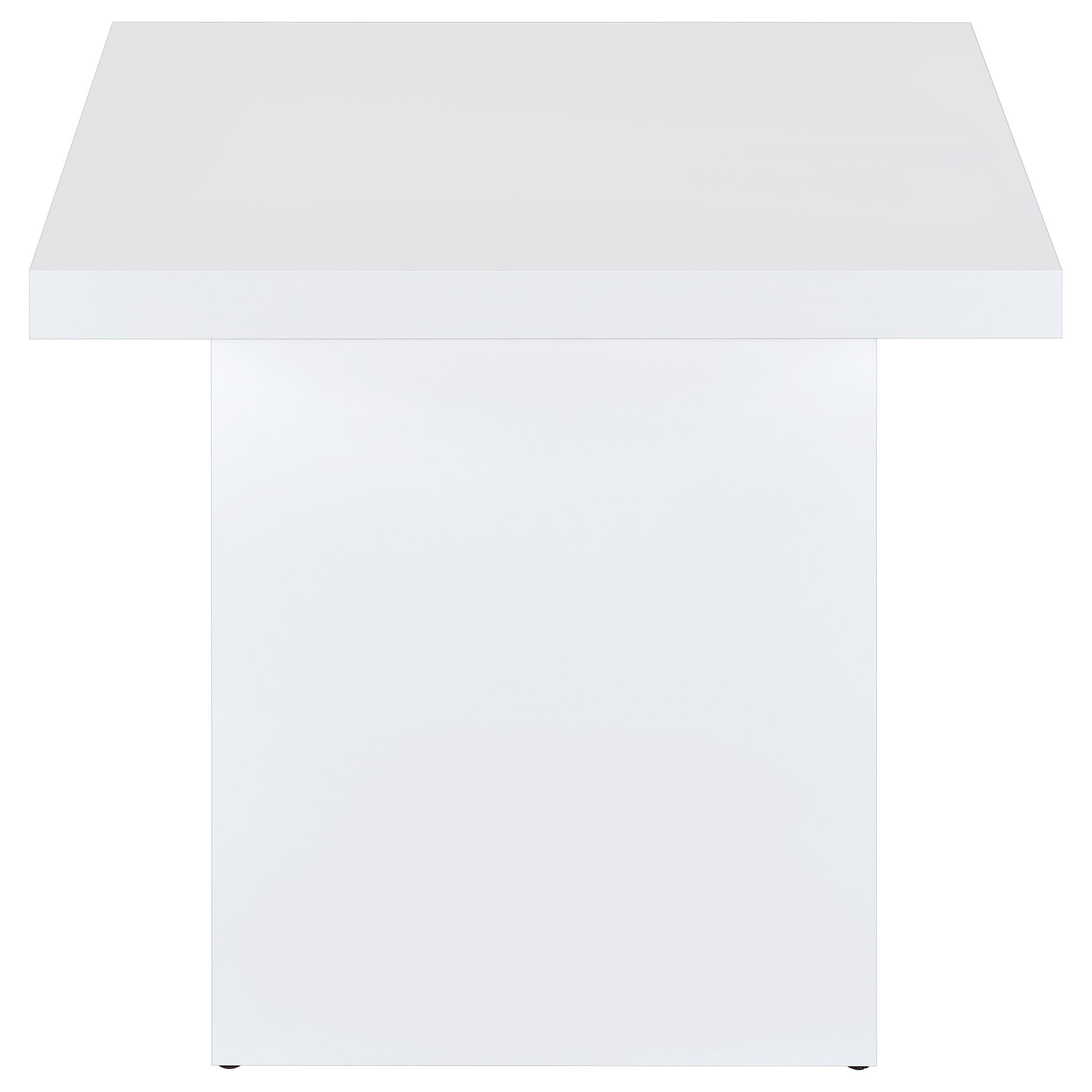 Devar Square Engineered Wood Side End Table White High Gloss