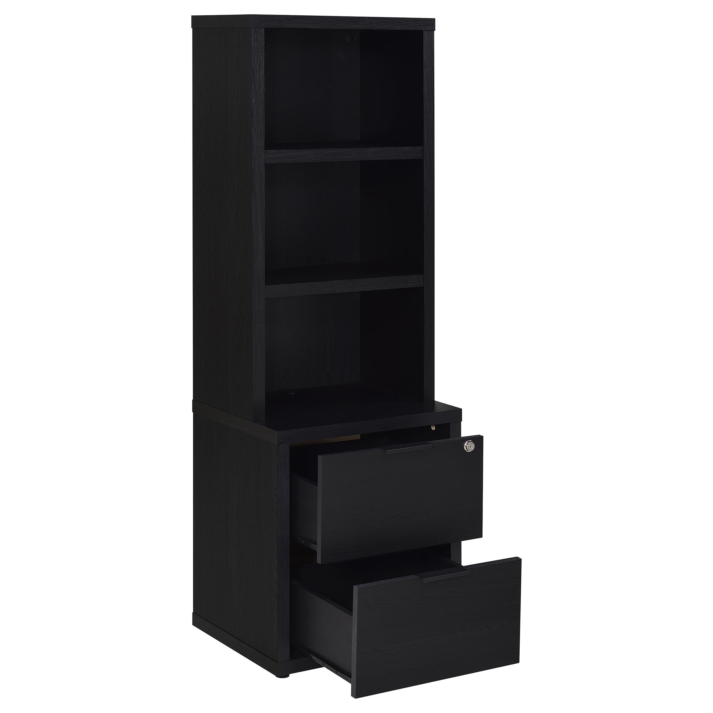 Westpark 3-shelf Bookcase USB and Lockable Drawer Black
