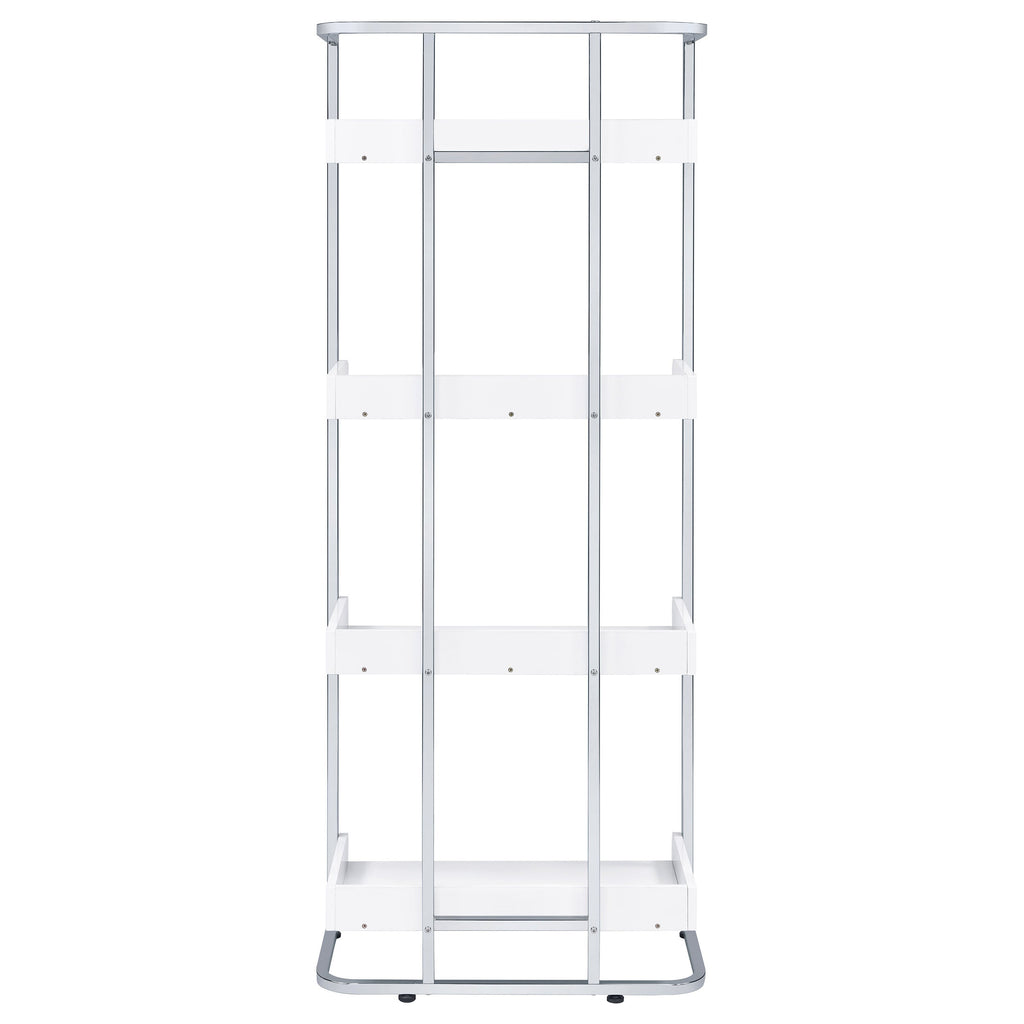 Ember 68-inch 4-shelf Bookshelf White High Gloss and Chrome