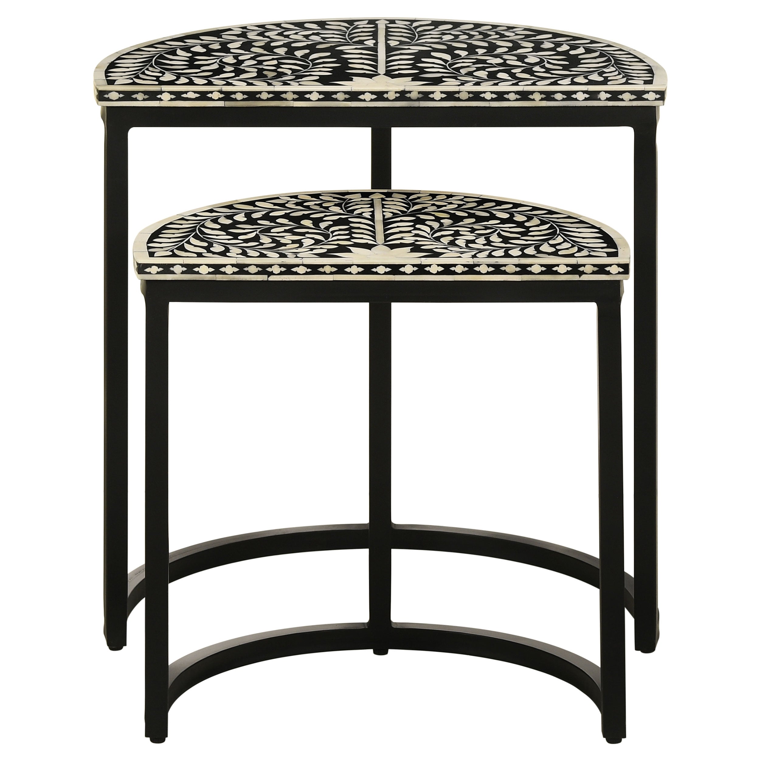 Zakiya  Demilune Nesting Table Set Black and White