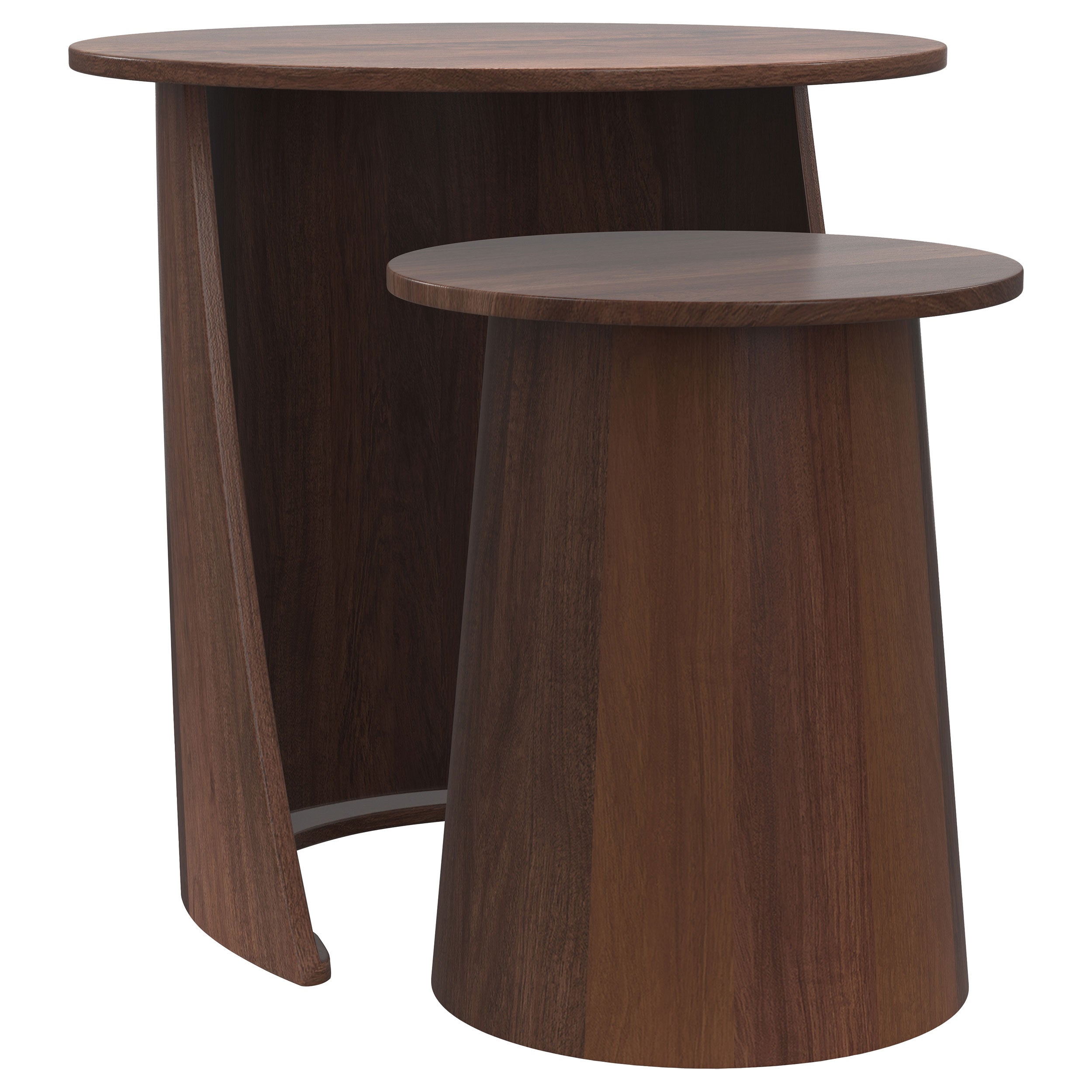 Yency  Round Mango Wood Nesting Table Set Dark Brown