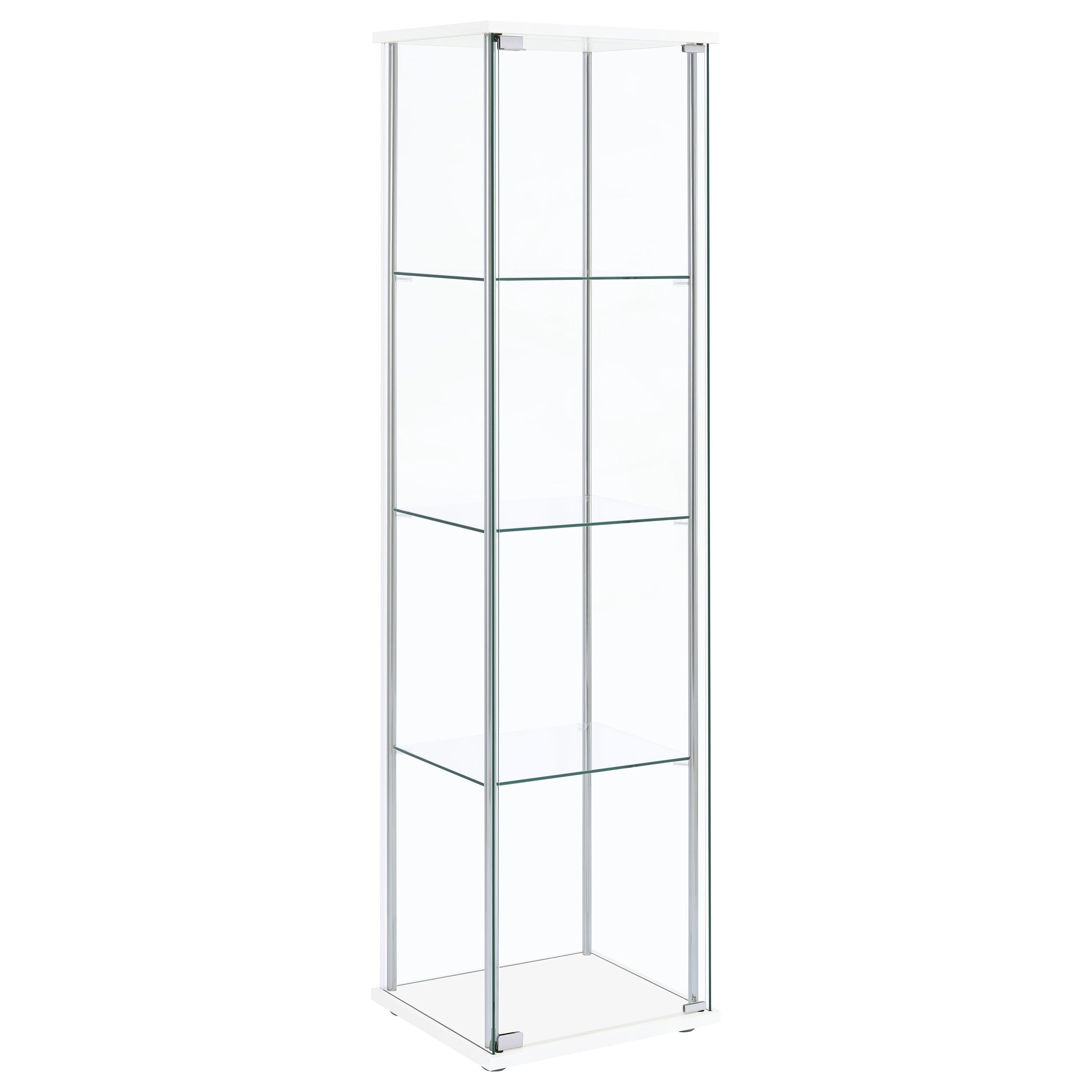 Bellatrix 4-shelf Clear Glass Curio Cabinet Cappuccino