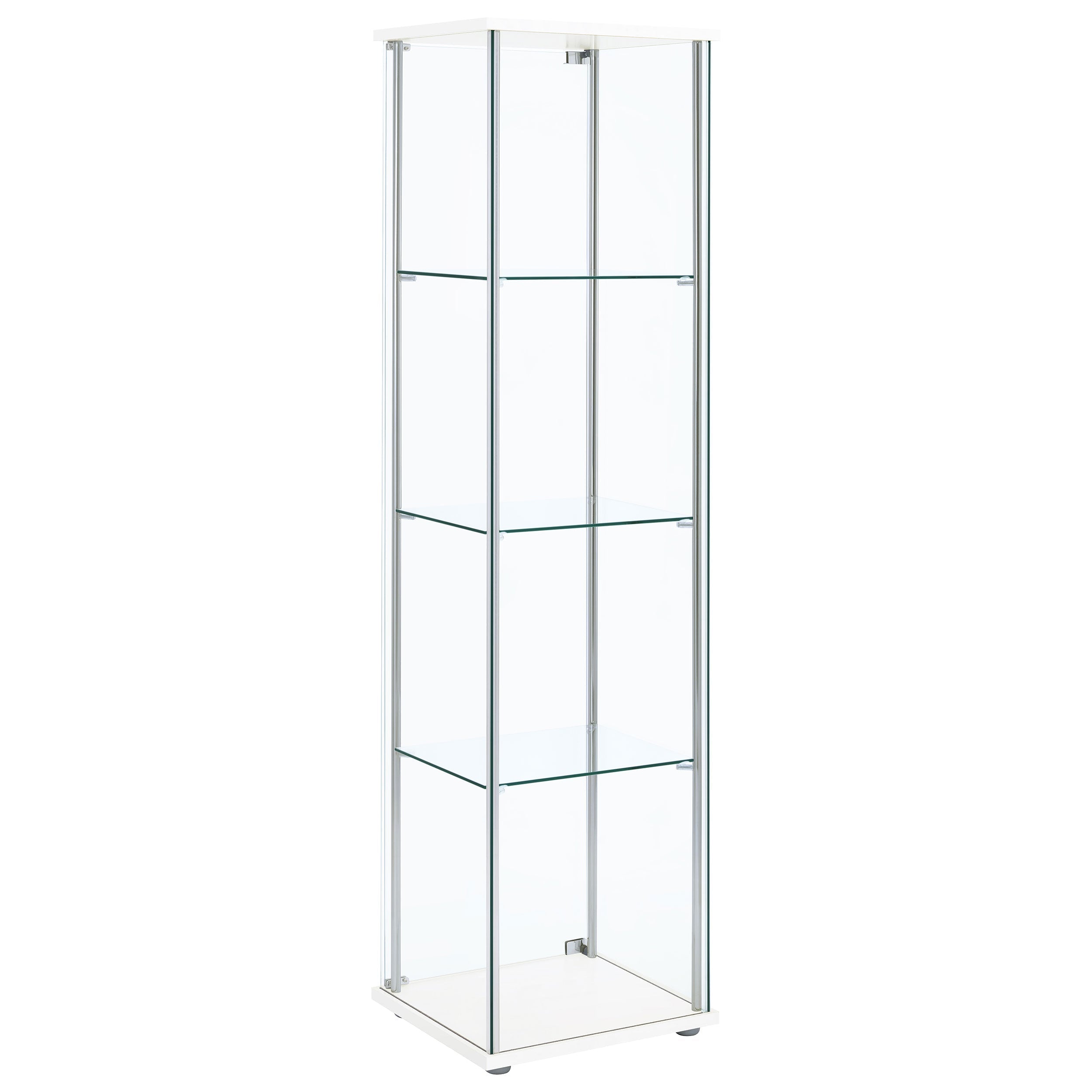 Bellatrix 4-shelf Clear Glass Curio Cabinet Cappuccino