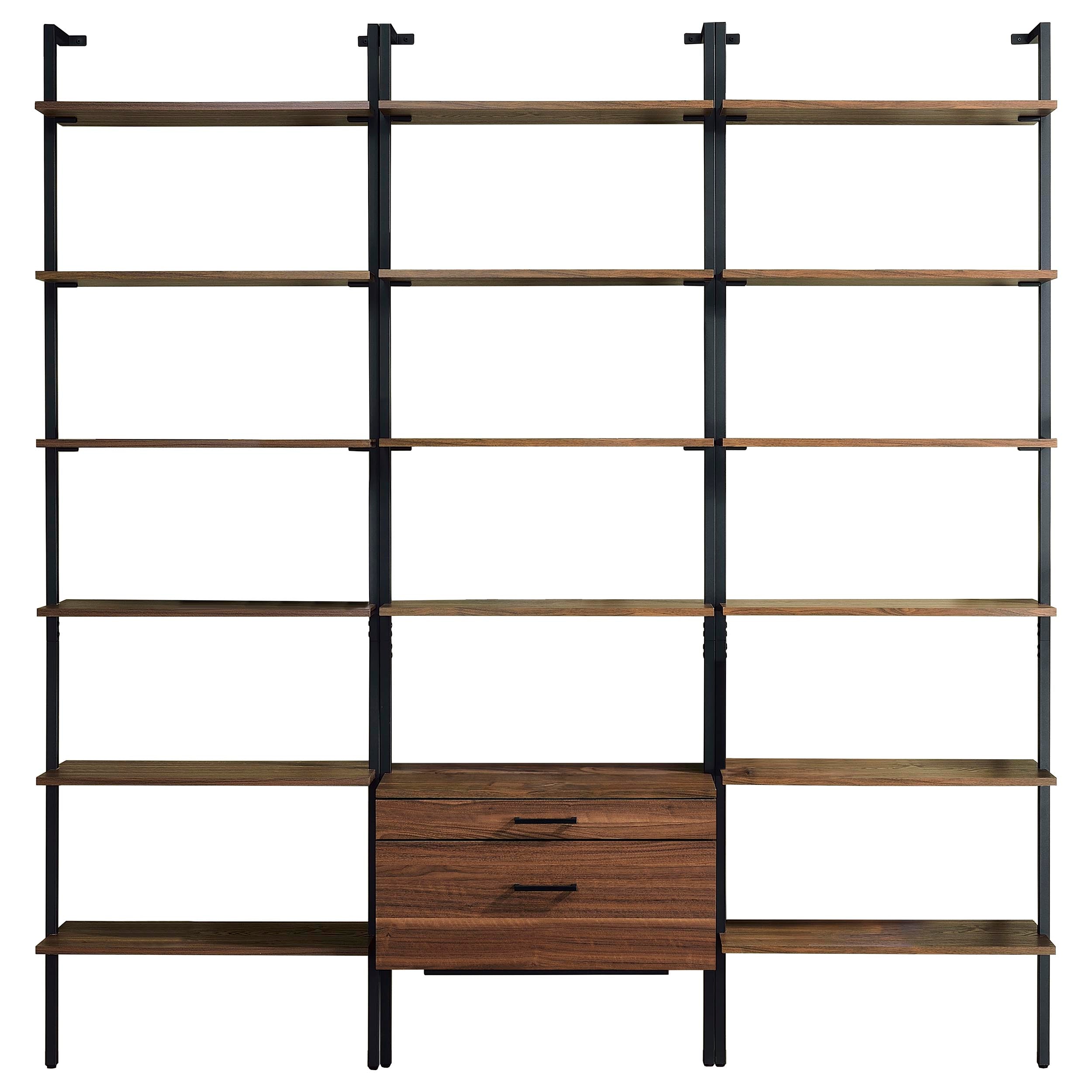 Owens  96-inch Wall Mounted Bookshelf Set Walnut