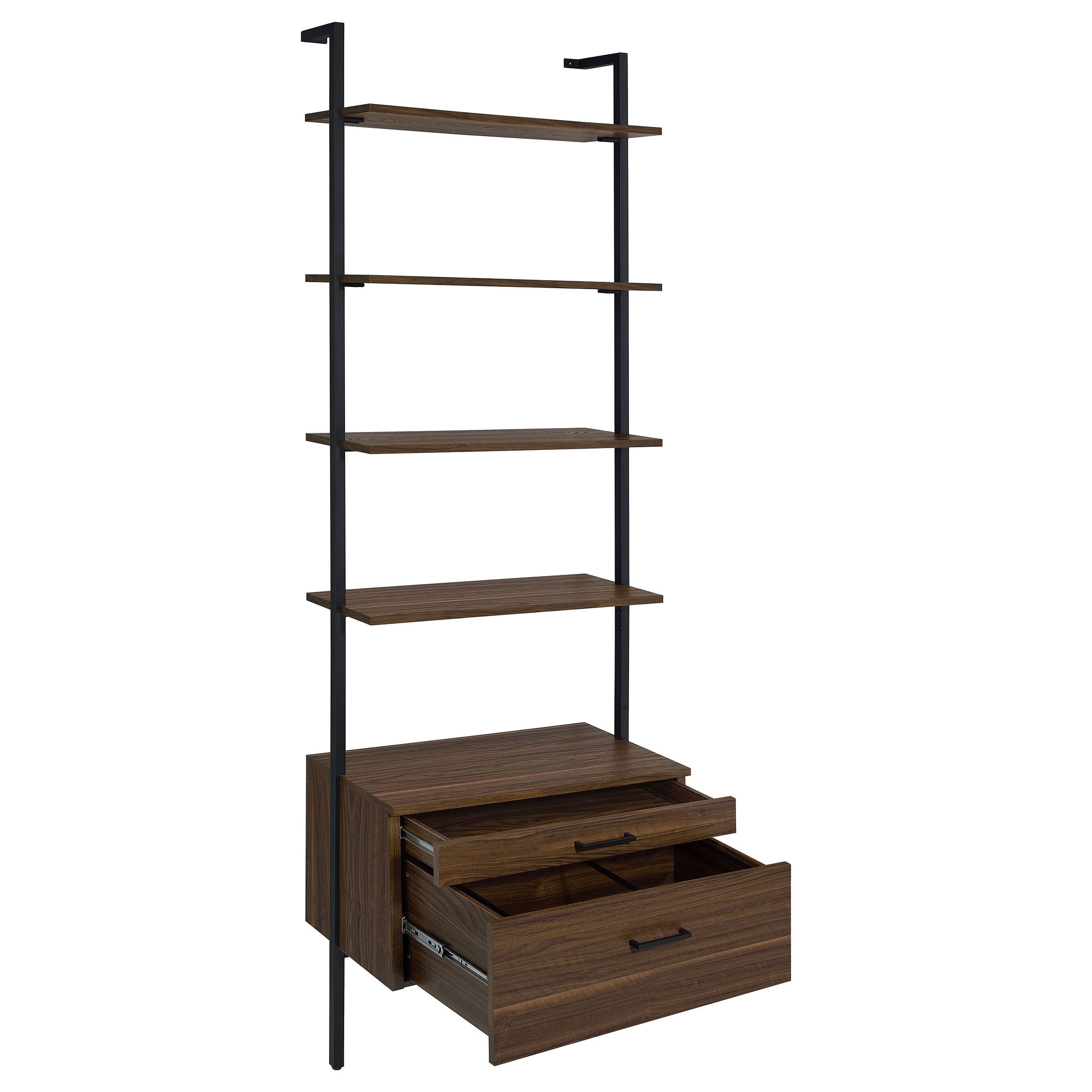 Owens  96-inch Wall Mounted Bookshelf Set Walnut