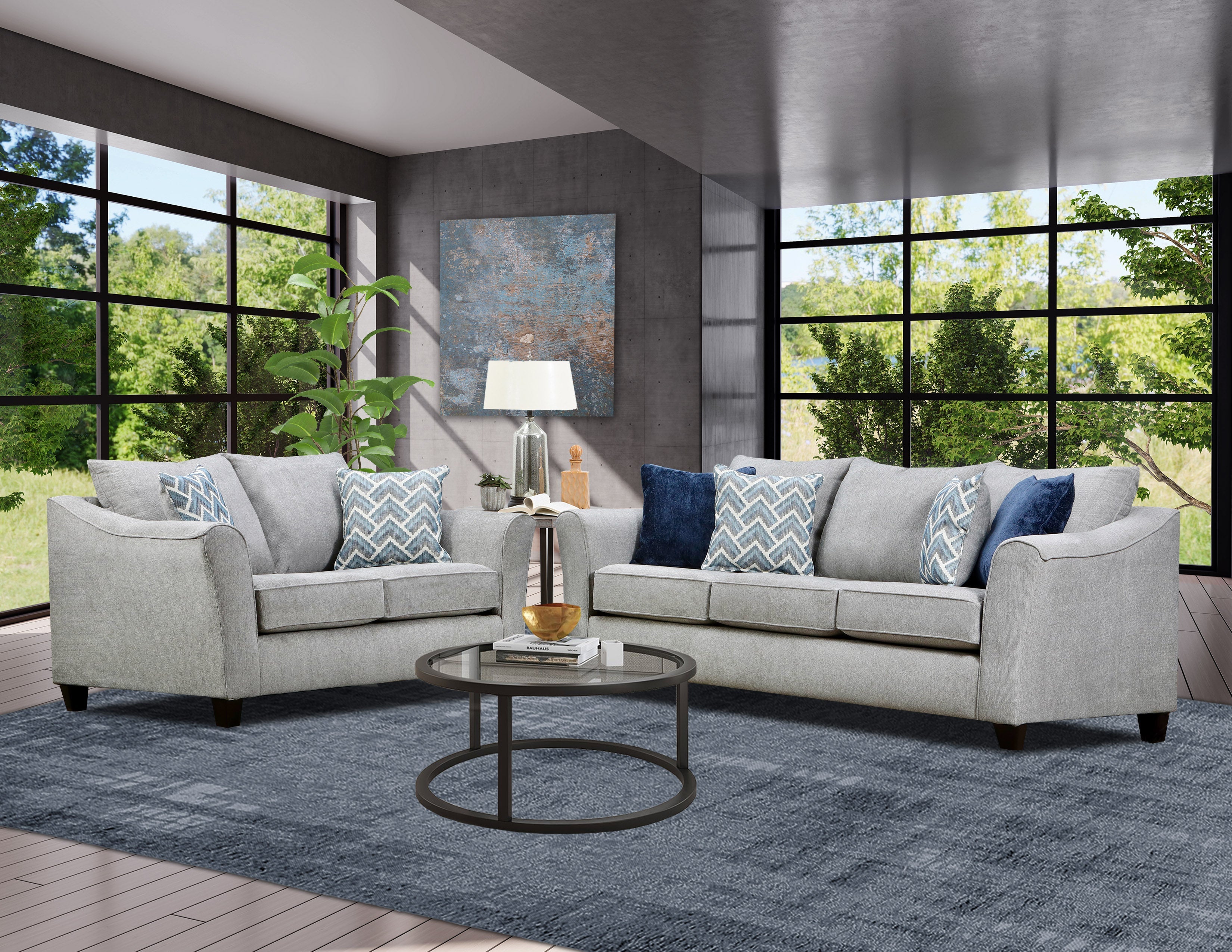 Beige Sofa and Loveseat