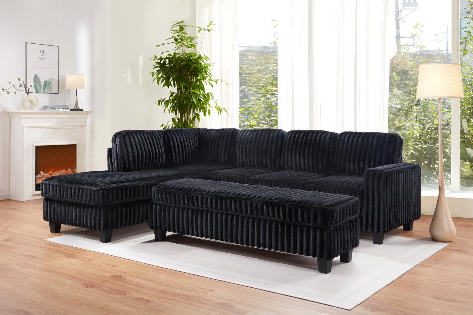 Black Corduroy Sectional