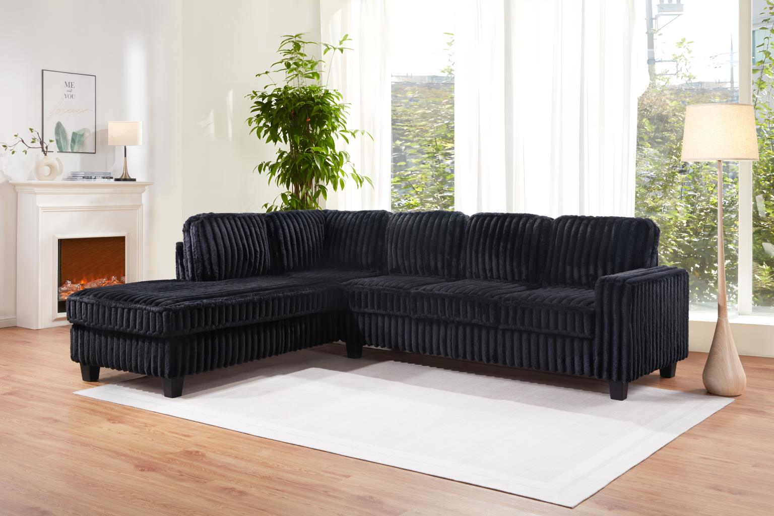 Black Corduroy Sectional