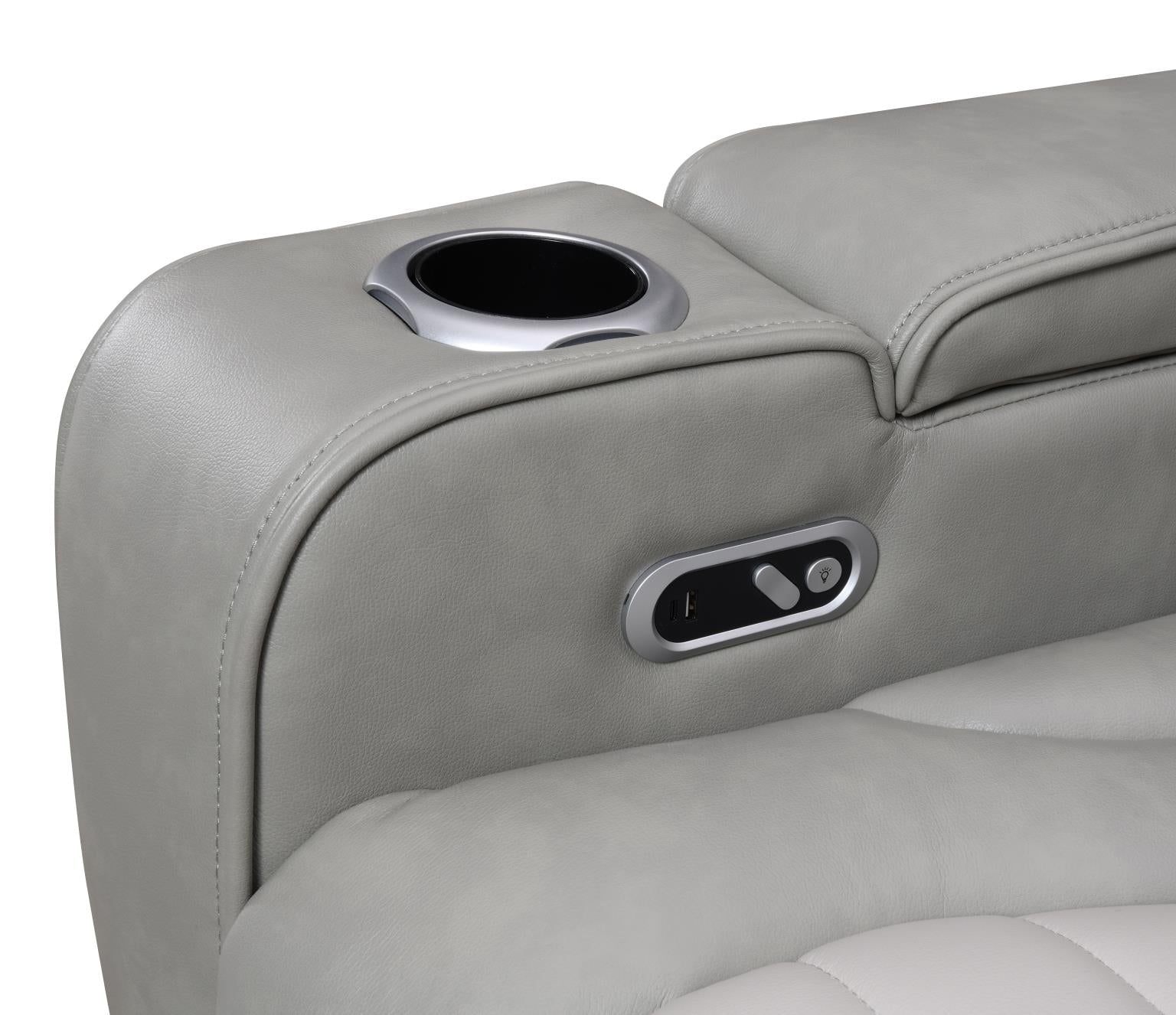 GRAY/WHITE POWER 3 PC SECTIONAL W/BLUETOOTH SPEAKER, AND WIRELESS CHARGER